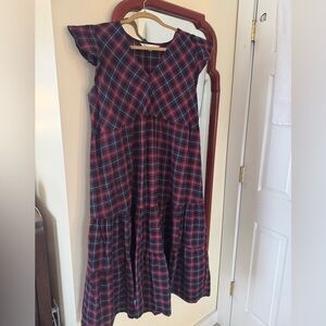 Plaid maternity midi dress